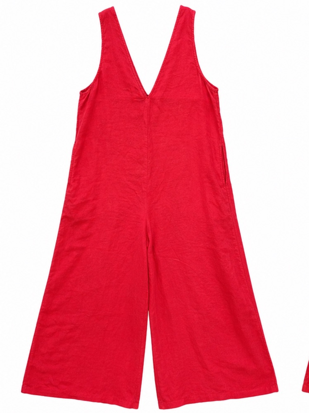 NWT Calypso St. Barth Linen Blend Wide Leg Jumpsuit Red Sleeveless Pockets - M - Picture 1 of 5